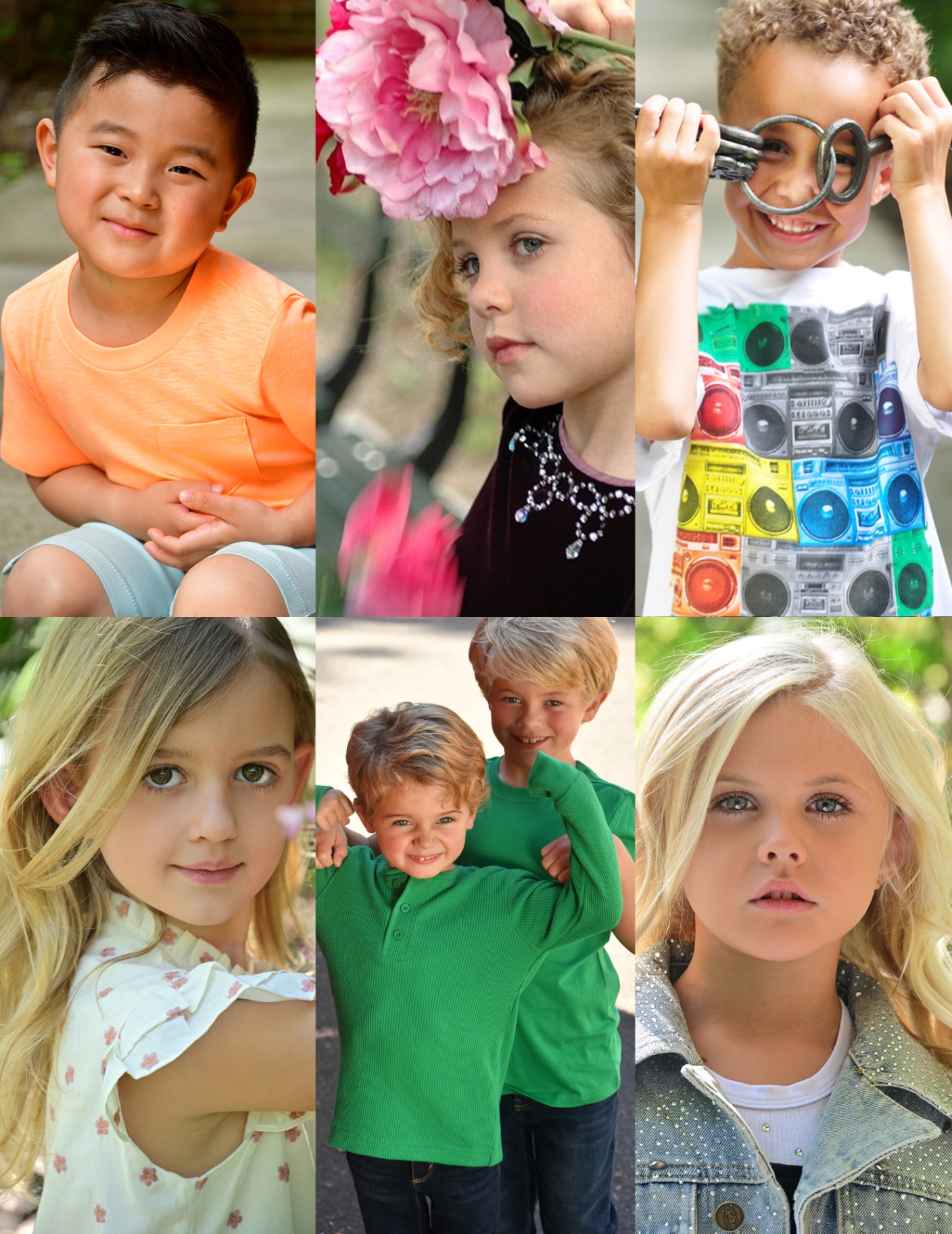 Children model and actor headshot collage
