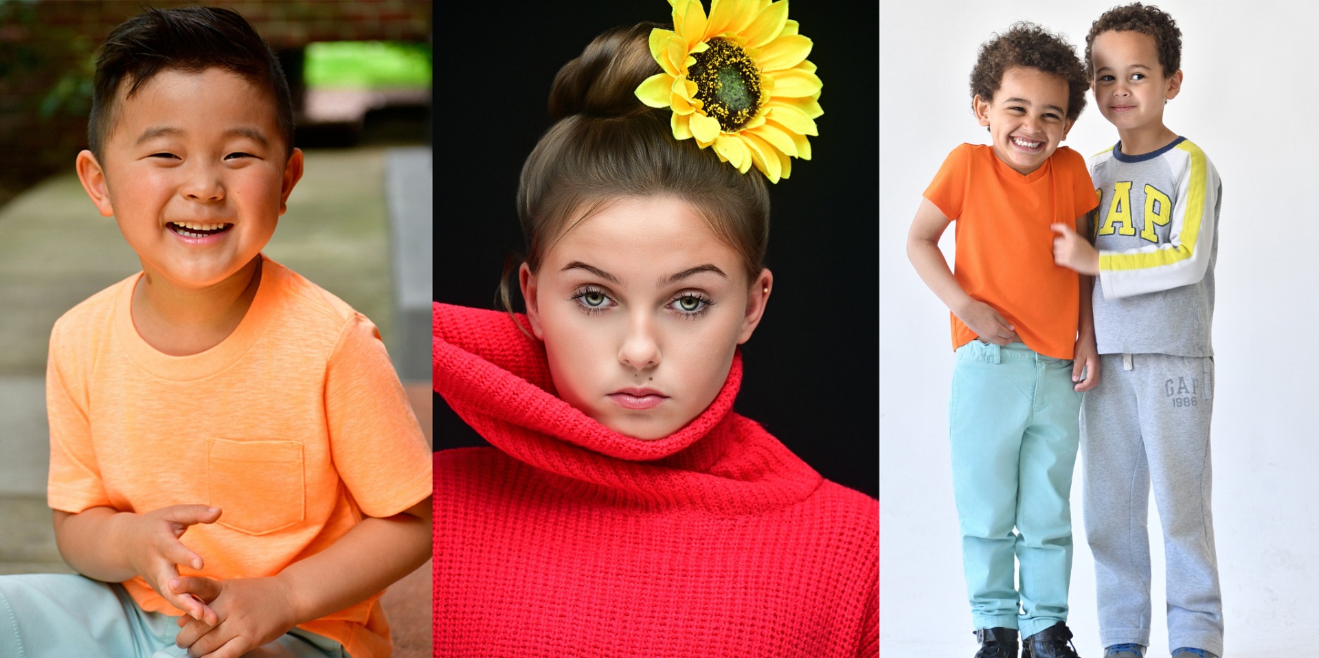 Children's fashion triptych — apparel campaign by Dorothy Shi NYC