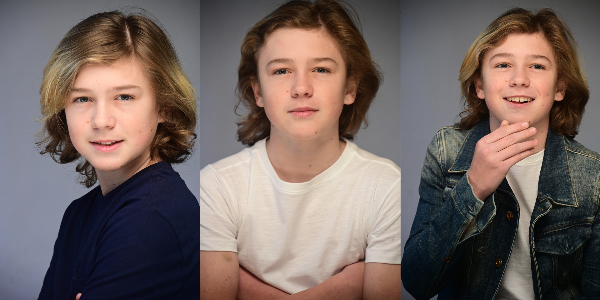 Teen boy actor headshot triptych — three looks, NYC child actor photographer Dorothy Shi