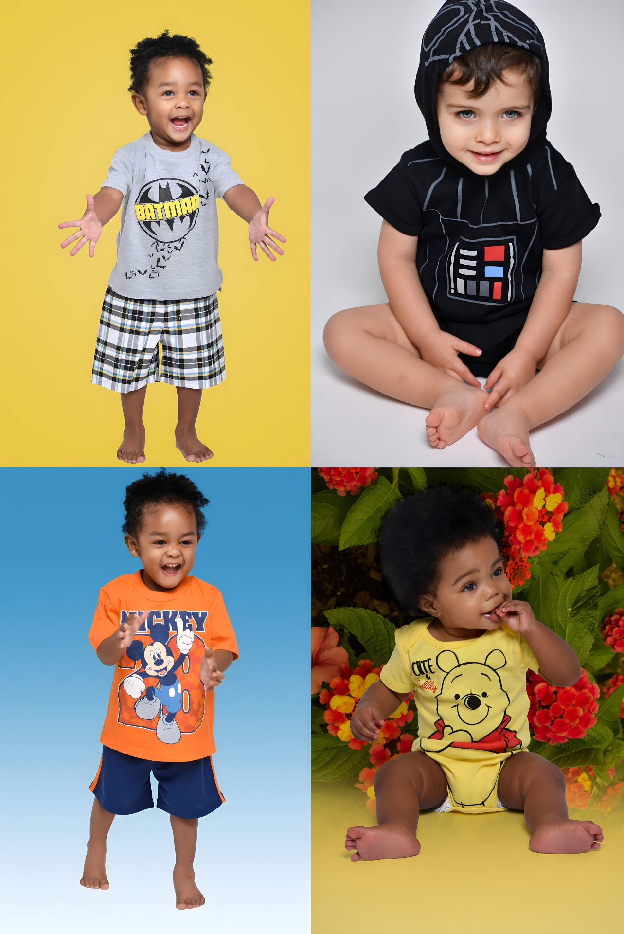 Toddler and baby model portfolio composite — character apparel NYC