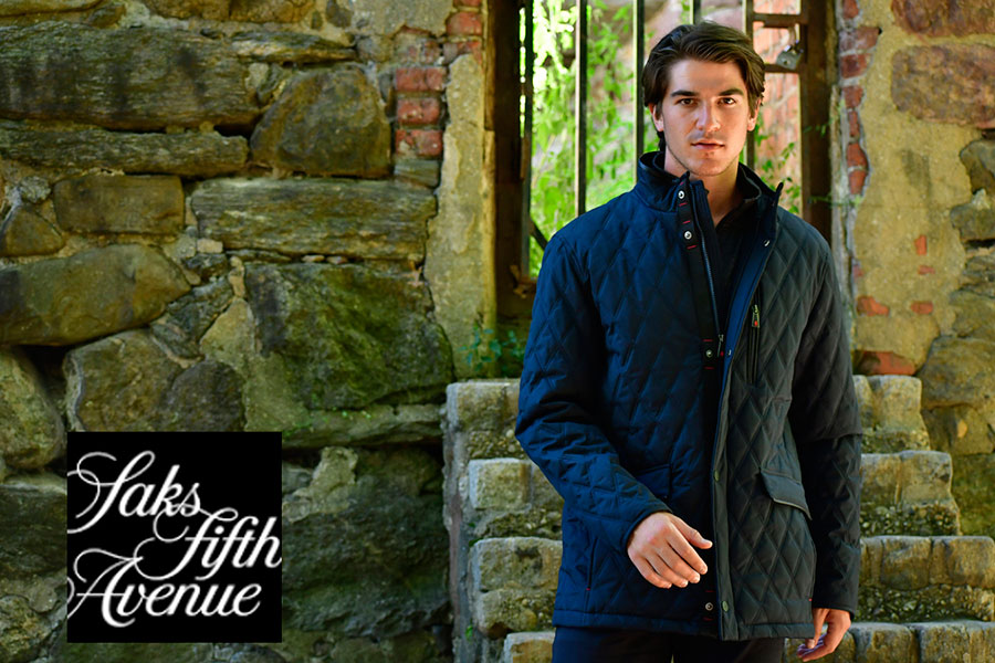 Saks ecommerce apparel — quilted jacket on-figure by Dorothy Shi, NYC