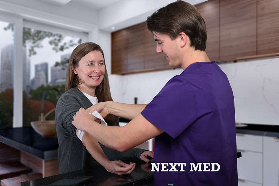 NextMed healthcare advertising hero — at-home medical care by Dorothy Shi, NYC