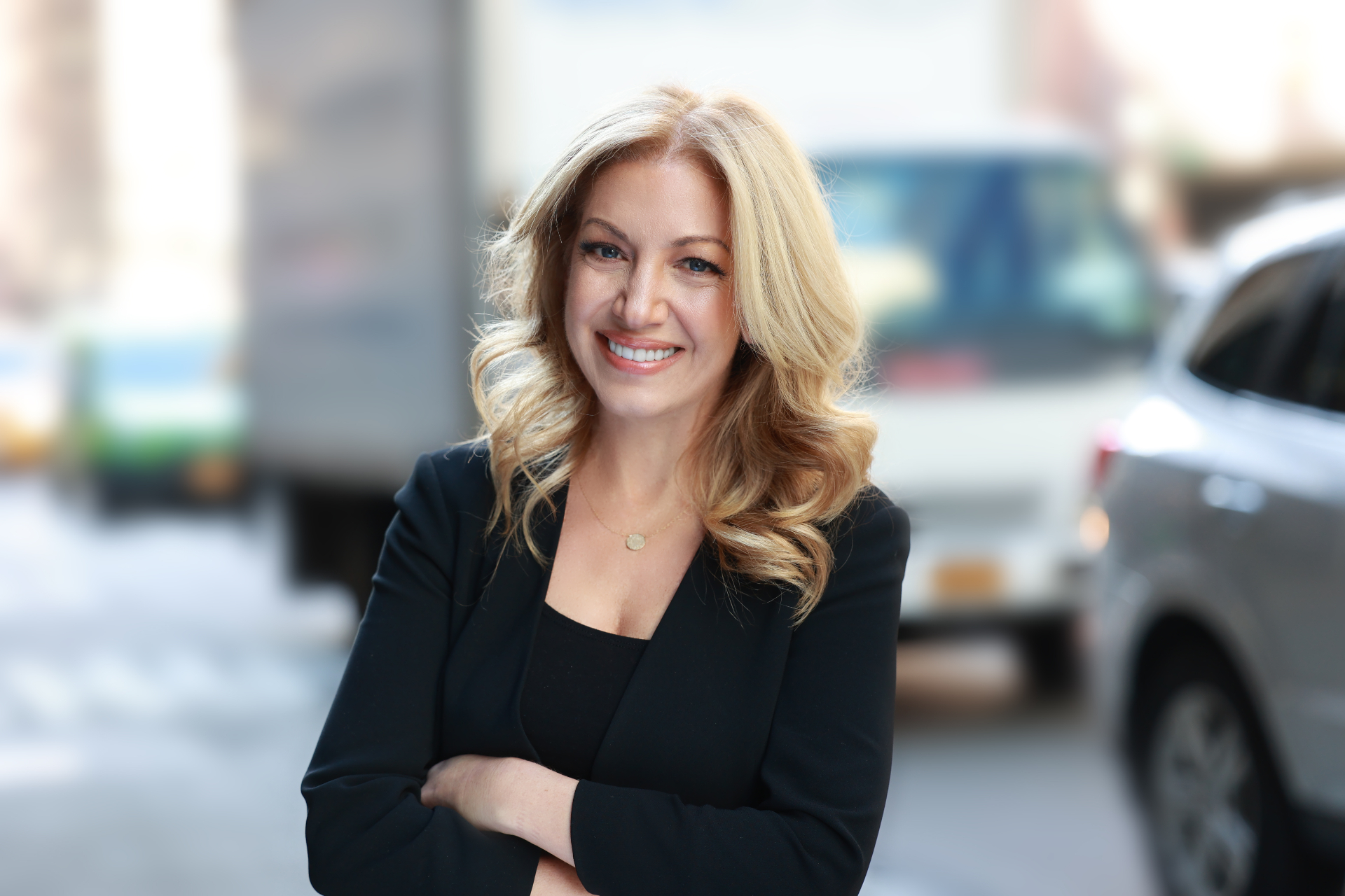Corporate headshot — natural light NYC street