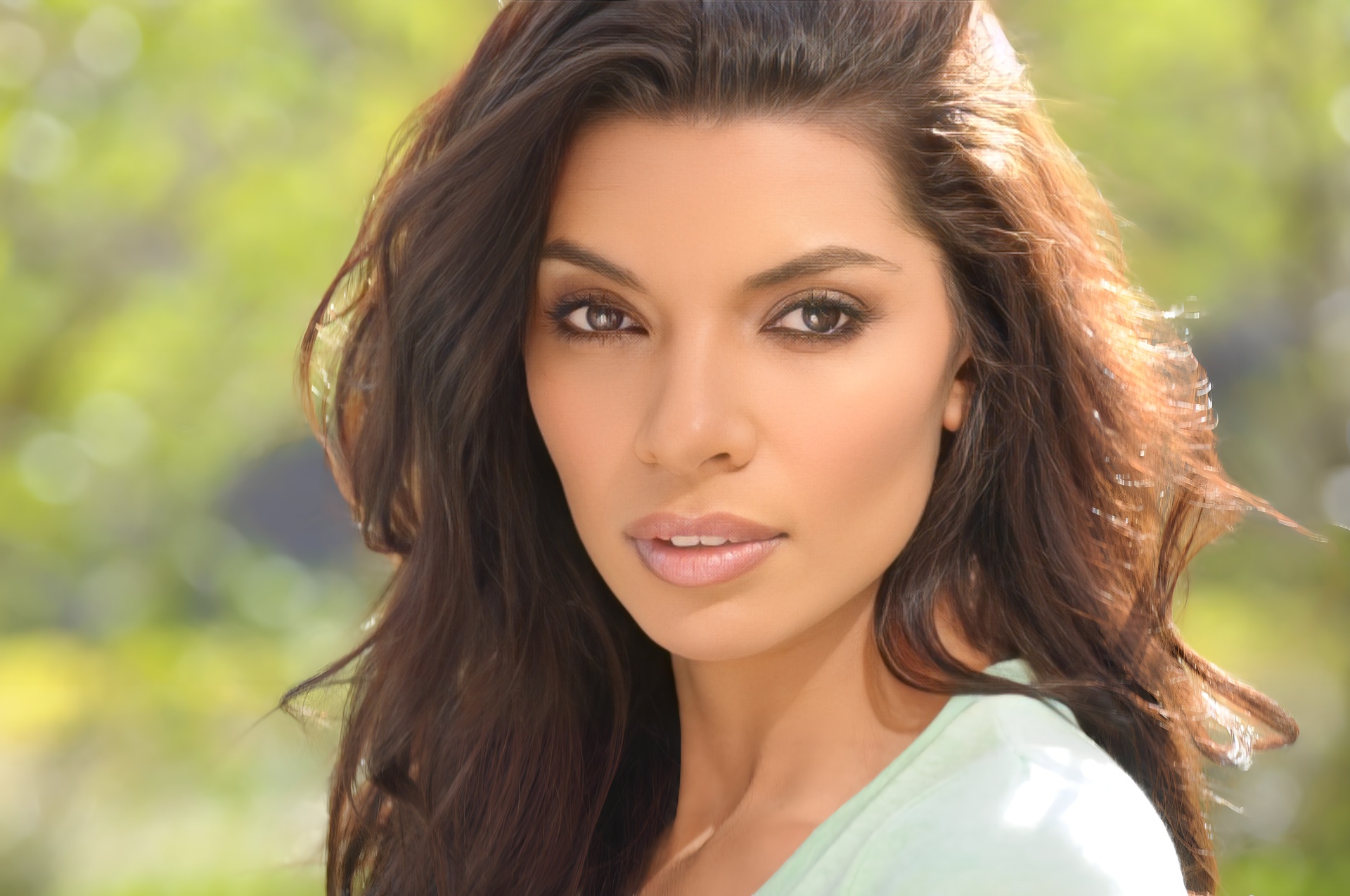 Beautiful brunette actress outdoor headshot, NYC by Dorothy Shi